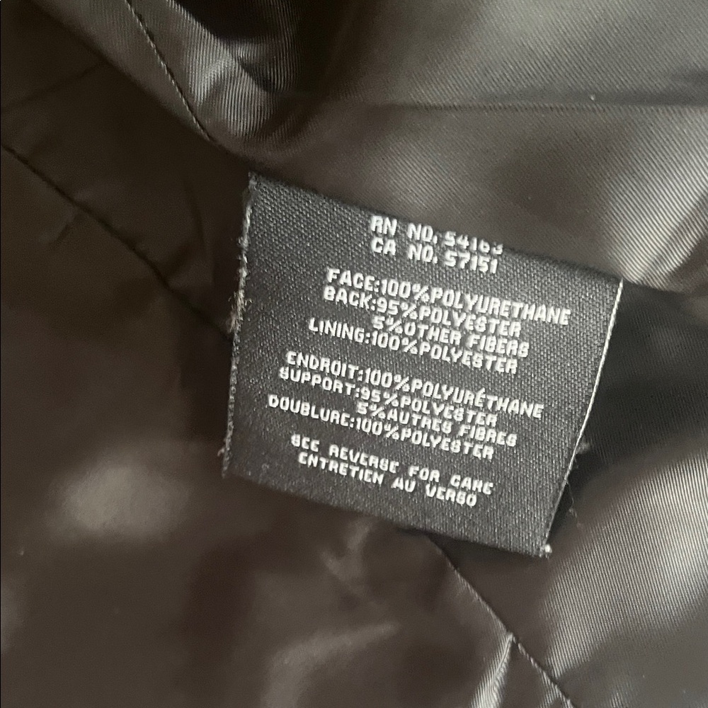 Cole Haan Black Leather Feel Biker Jacket with Gold Accents Zipper - Picture 7 of 13